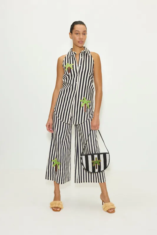 Ari Poplin Pant in Black/White Stripe sold by Simon Miller