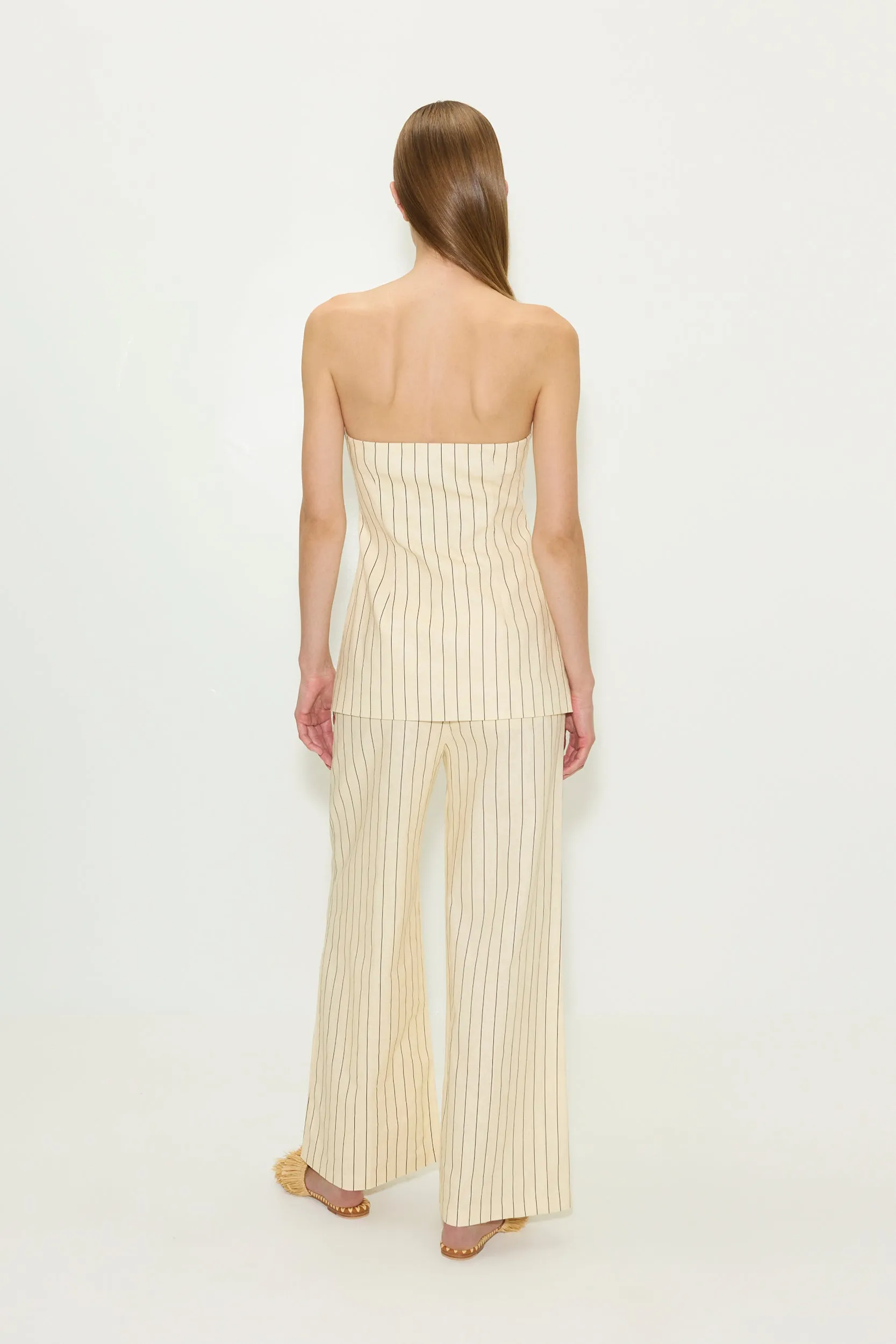 Mori Strapless Linen Top in Cream Pinstripe sold by Simon Miller product image thumbnail 4
