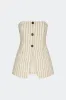 Mori Strapless Linen Top in Cream Pinstripe sold by Simon Miller
