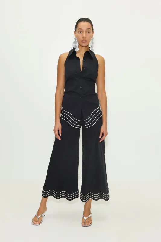 Wavy Cropped Poplin Pant in Black sold by Simon Miller