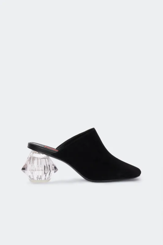 Suede Crystal Moderno Mule in Black sold by Simon Miller