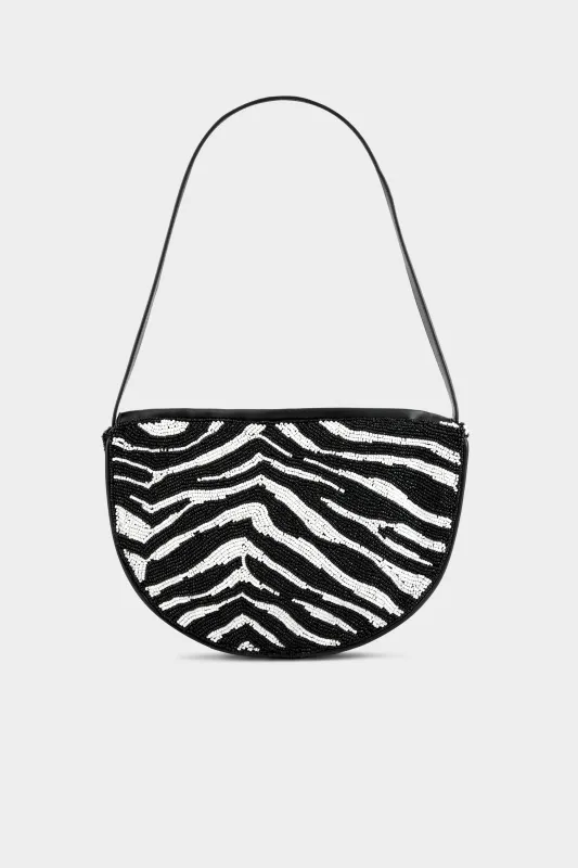 Belo Half Moon Bag In Zebra Trip sold by Simon Miller