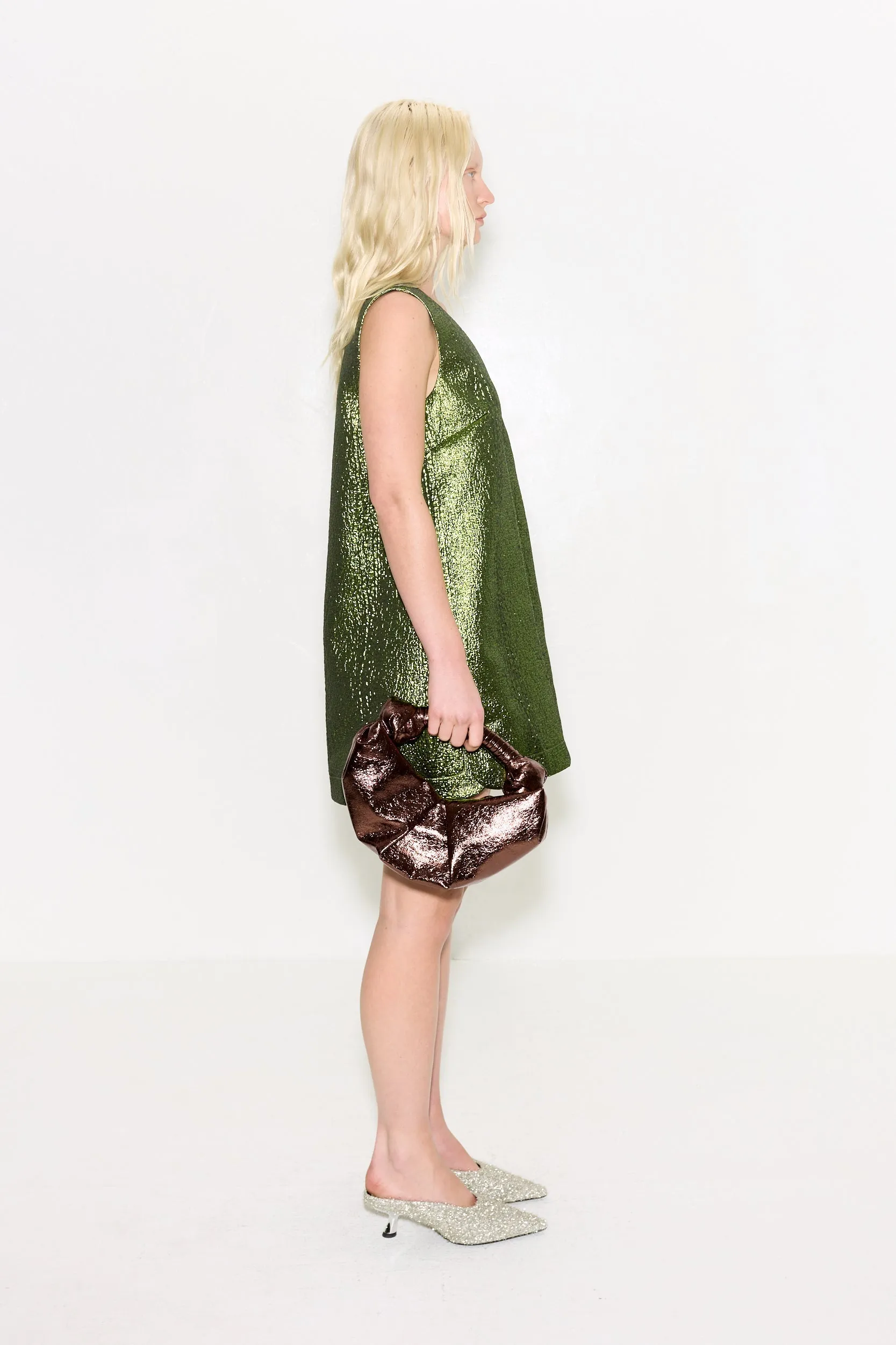 Fountain Metallic Mini Dress In Matcha sold by Simon Miller product image thumbnail 5