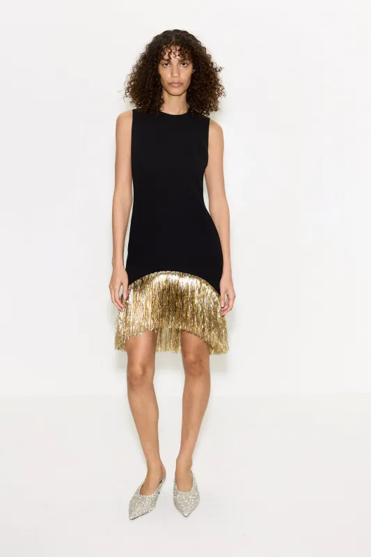 Bowie Fringe Mini Dress In Black sold by Simon Miller