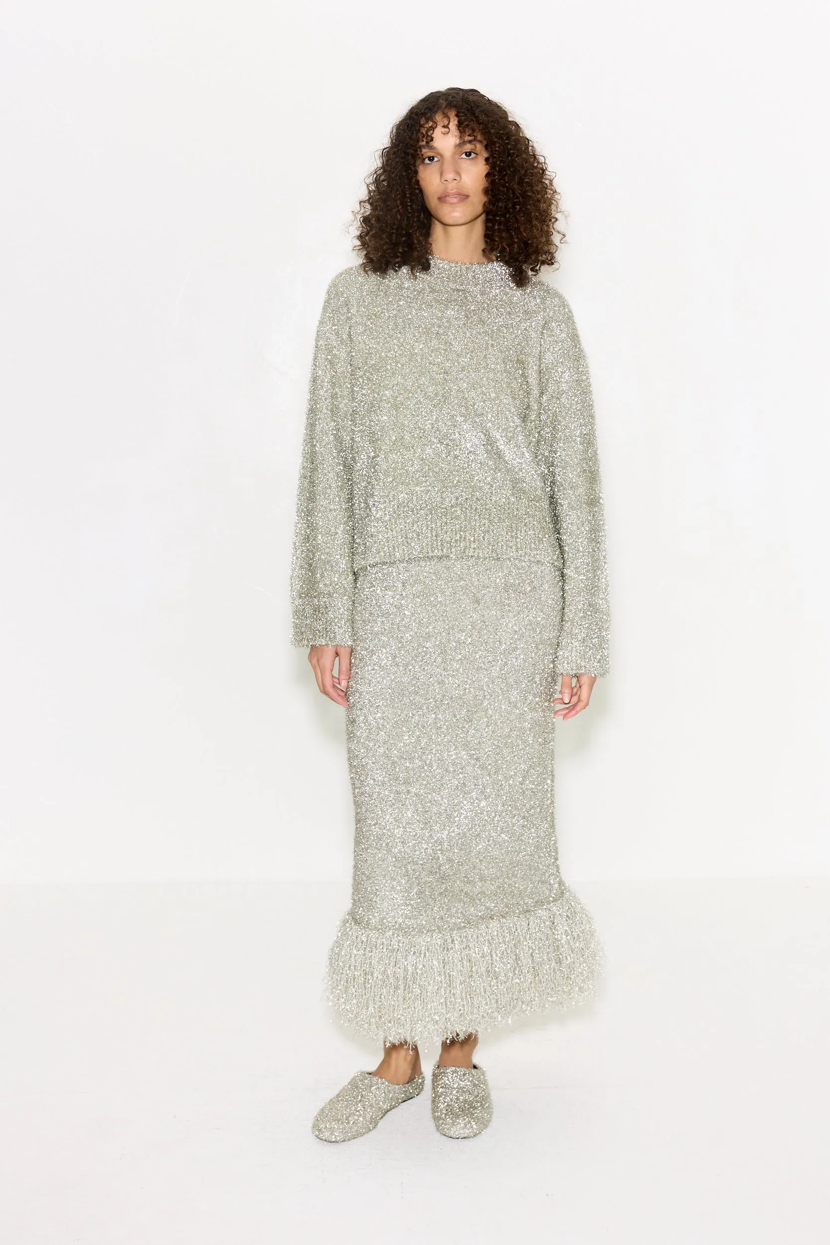 Brink Tinsel Knit Skirt In Satellite Silver sold by Simon Miller product image thumbnail 3