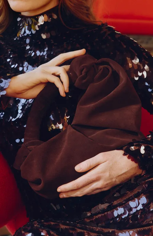 Suede Lopsy Bag In Chocolate sold by Simon Miller