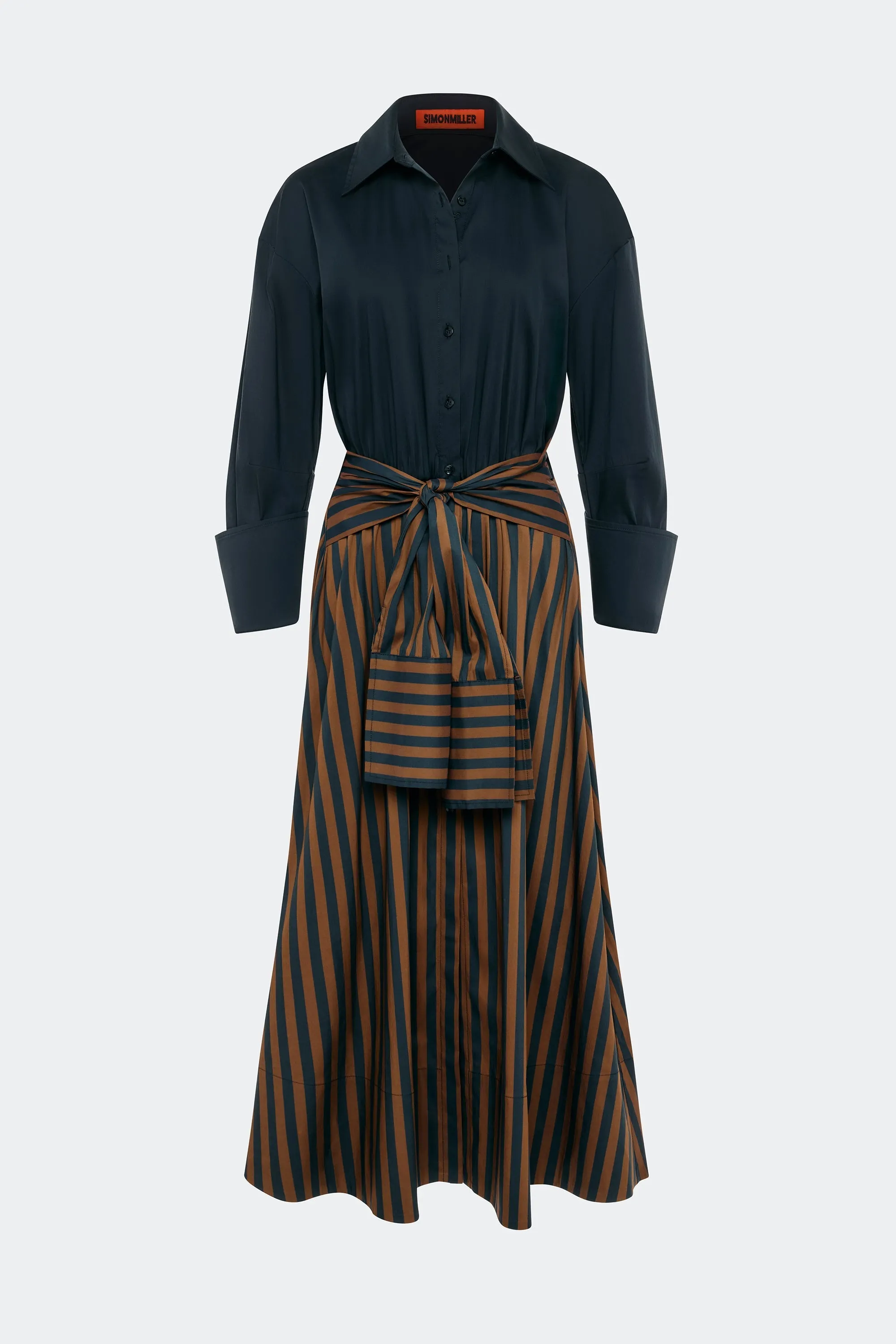 Inna Poplin Maxi Dress In Black/Choco Brown Stripe sold by Simon Miller product image thumbnail 2