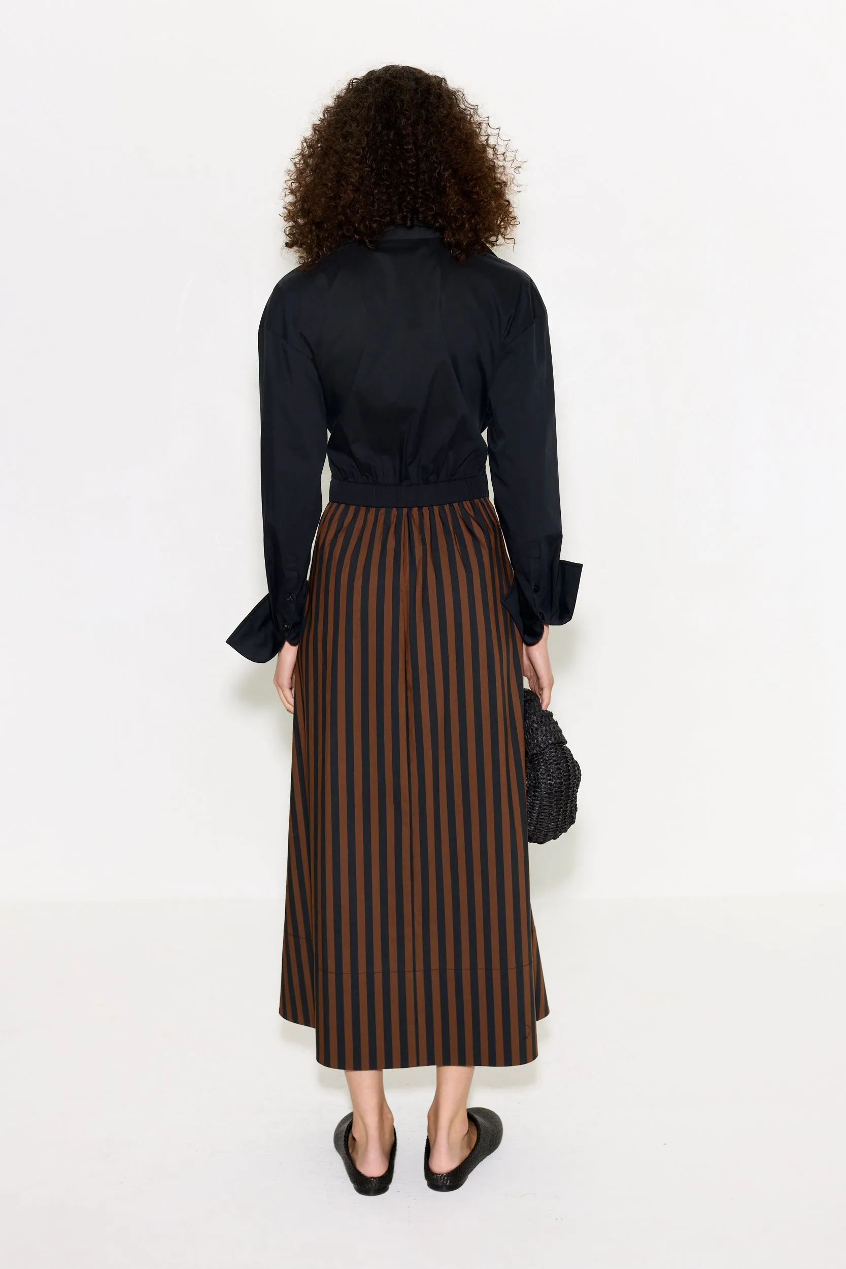 Inna Poplin Maxi Dress In Black/Choco Brown Stripe sold by Simon Miller product image thumbnail 5