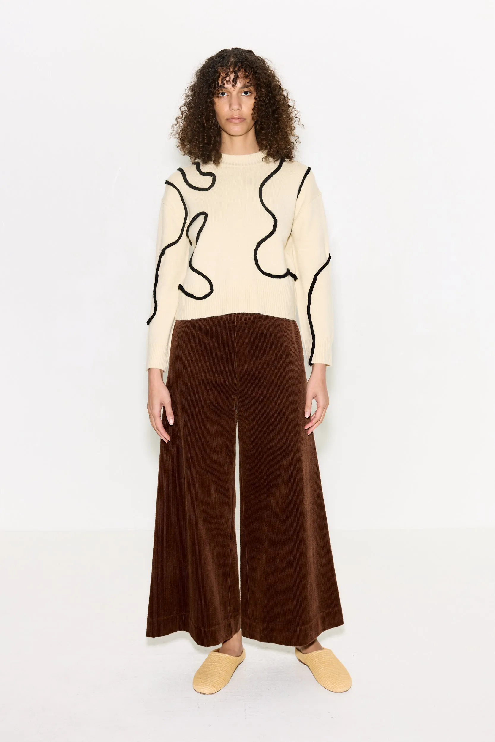 Cher Wool Squiggle Sweater In Bone/Black sold by Simon Miller product image thumbnail 3