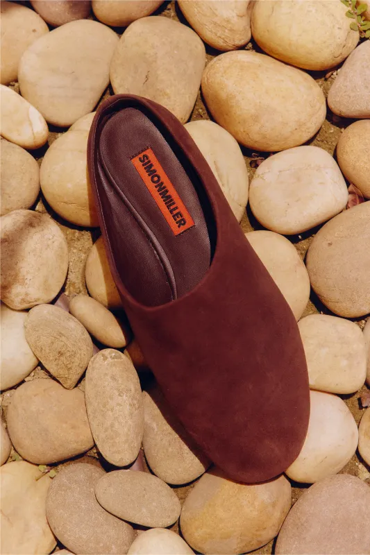 Suede Riad Slipper In Espresso sold by Simon Miller