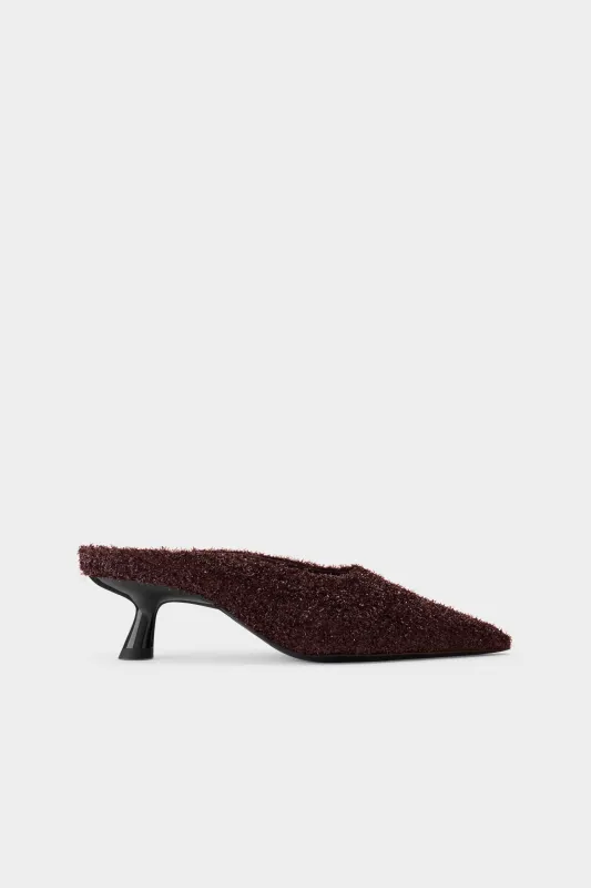 Tinsel Pointed Gala Mule In Chocolate sold by Simon Miller