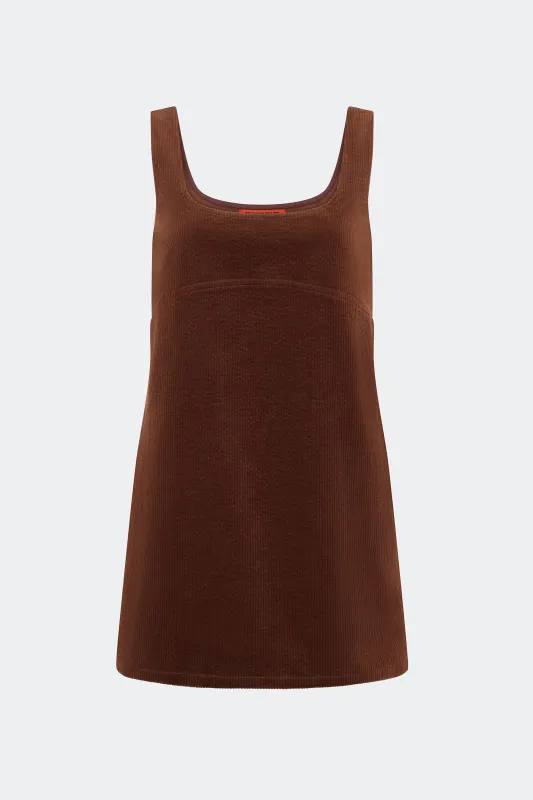 Sahara Corduroy Mini Dress In Choco Brown sold by Simon Miller