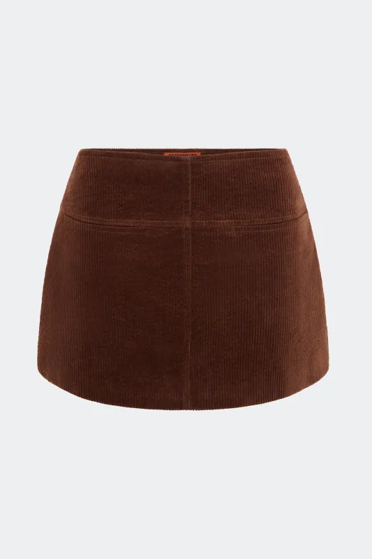 Twiggy Corduroy Mini Skirt In Choco Brown sold by Simon Miller