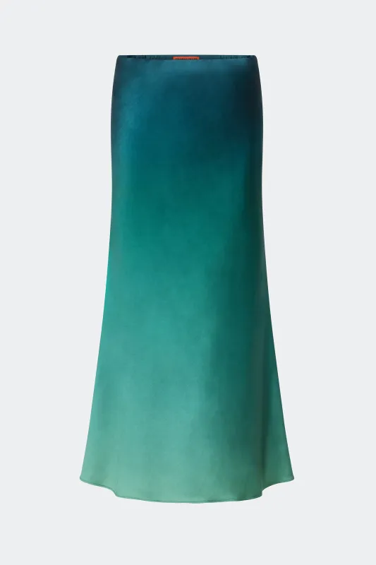 Cline Satin Skirt In Zingy Green Ombre sold by Simon Miller