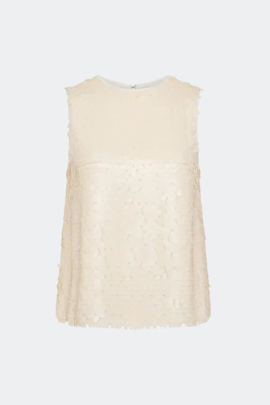 Shirley Sequin Top In Bone sold by Simon Miller