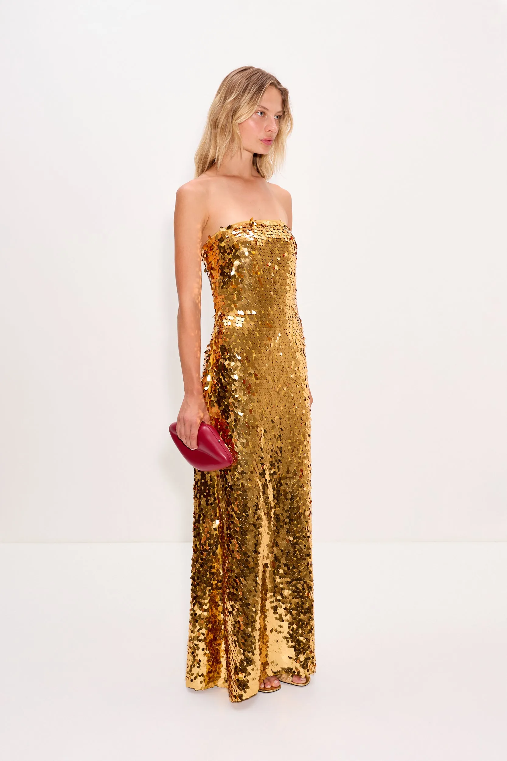 Sculpty Strapless Sequin Dress In Star Gold sold by Simon Miller product image thumbnail 2