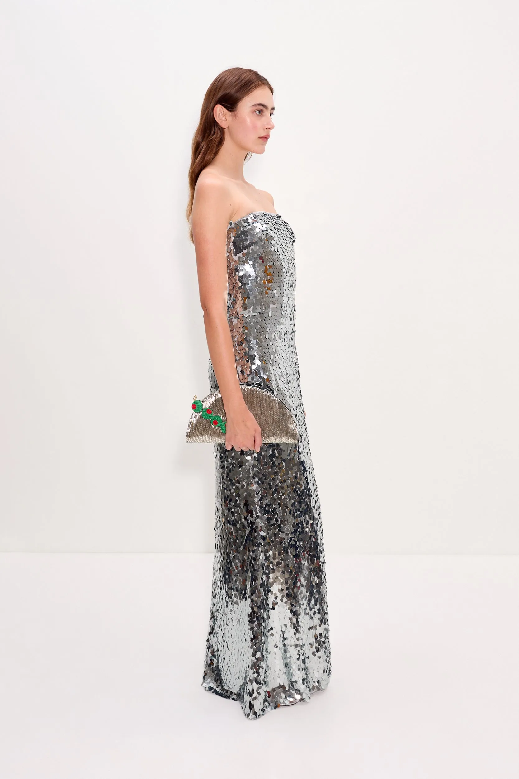 Sculpty Strapless Sequin Dress In Satellite Silver sold by Simon Miller product image thumbnail 3