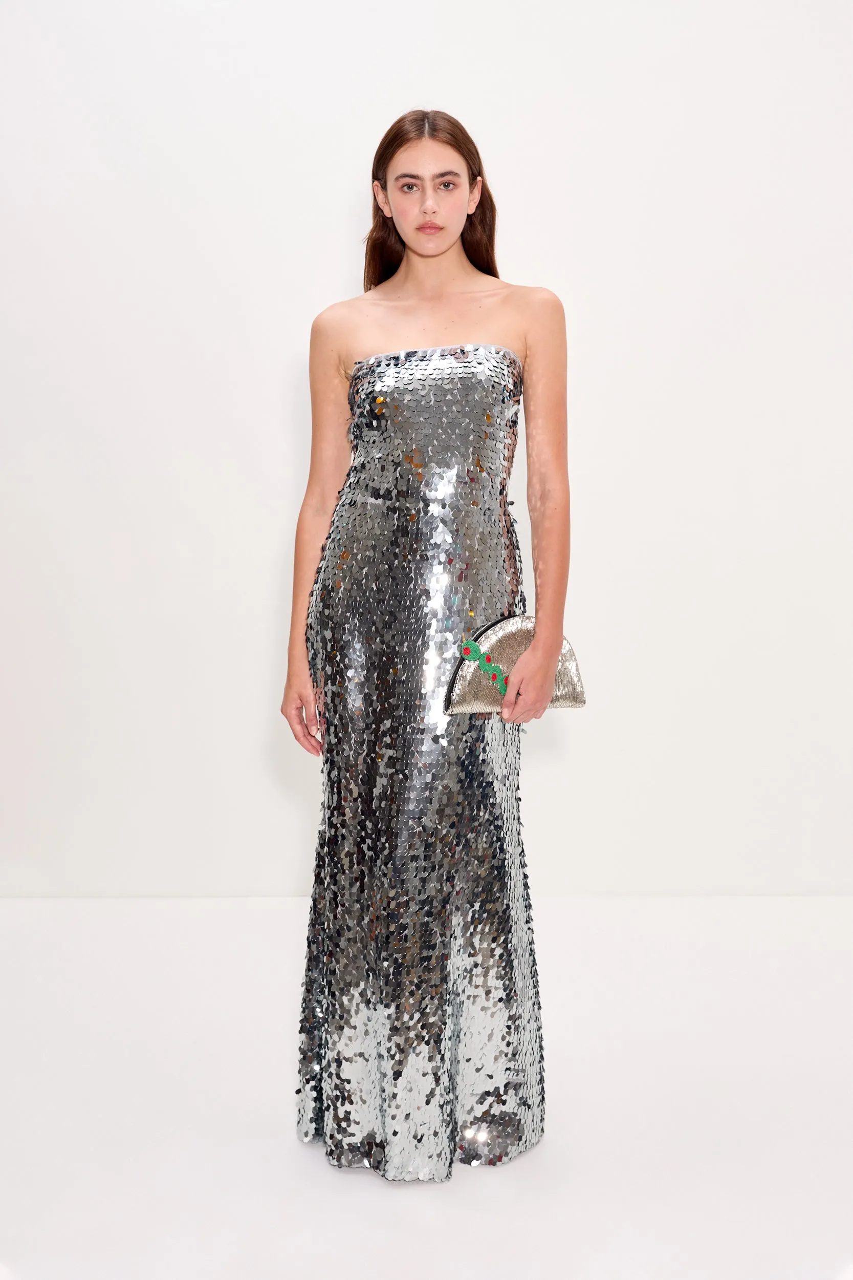 Sculpty Strapless Sequin Dress In Satellite Silver sold by Simon Miller product image thumbnail 2