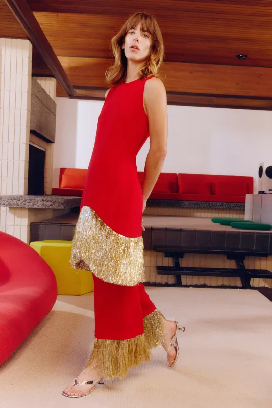 Nella Fringe Pant In Lucky Red sold by Simon Miller