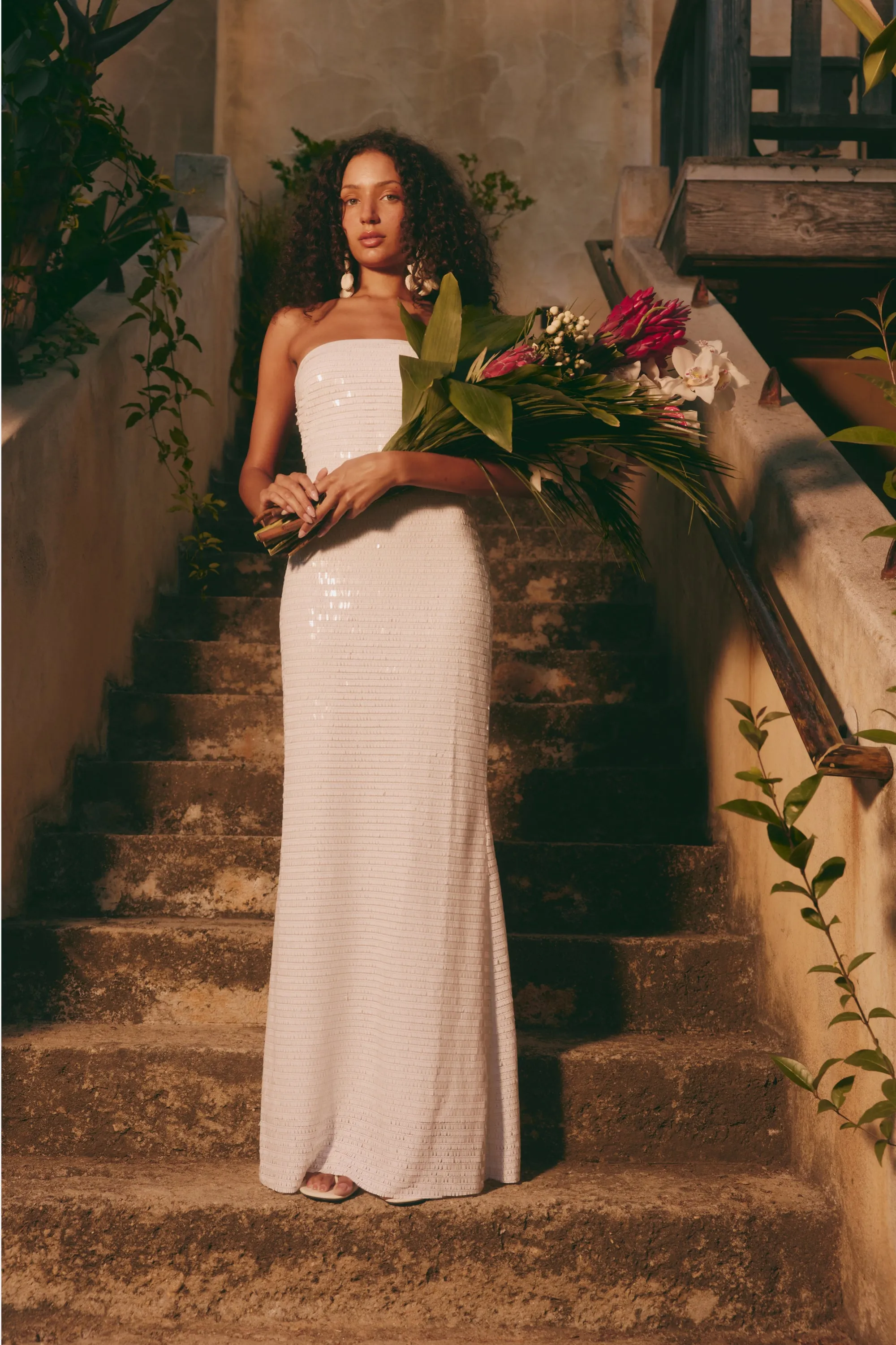 Sculpty Strapless Piano Sequin Dress in Macadamia sold by Simon Miller product image thumbnail 2