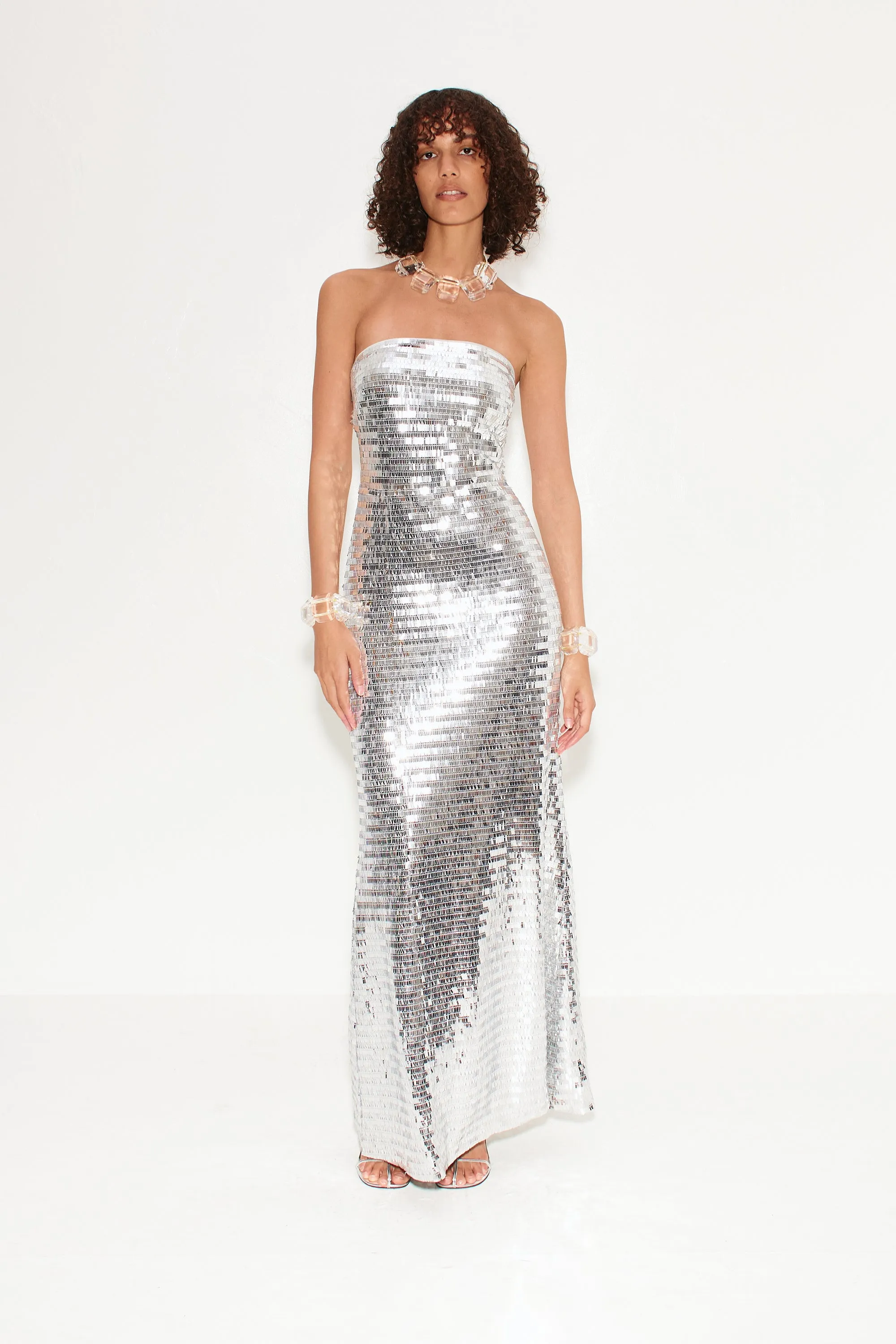 Sculpty Strapless Piano Sequin Dress (Archive) In Satellite Silver sold by Simon Miller product image thumbnail 2