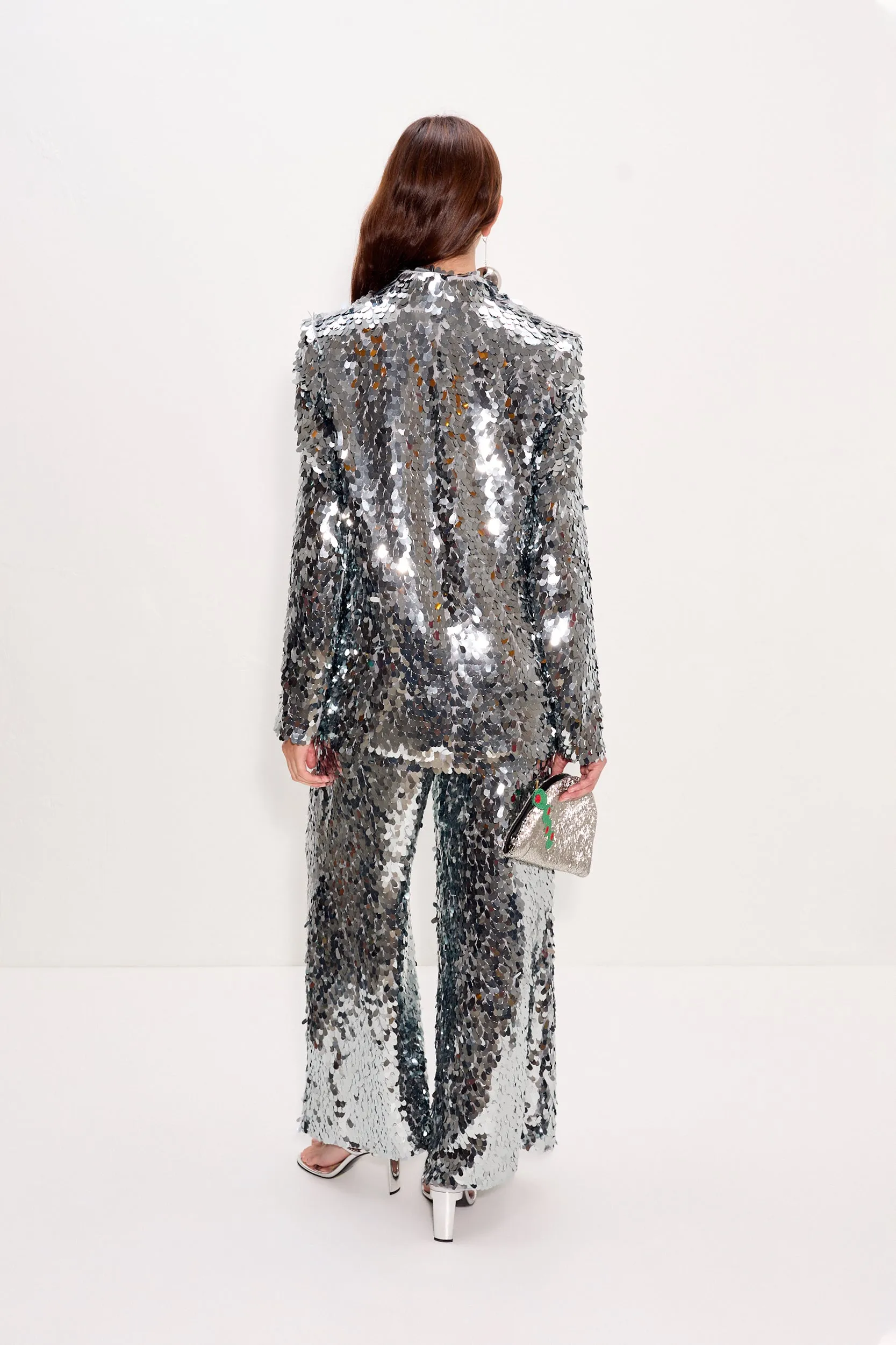 Nella Sequin Wide Leg Pant In Satellite Silver sold by Simon Miller product image thumbnail 5