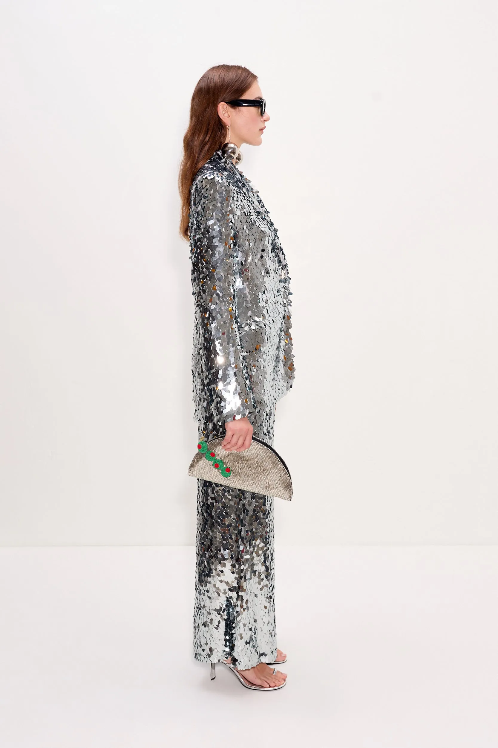 Nella Sequin Wide Leg Pant In Satellite Silver sold by Simon Miller product image thumbnail 4