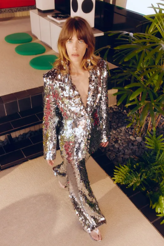 Leon Sequin Blazer In Satellite Silver sold by Simon Miller