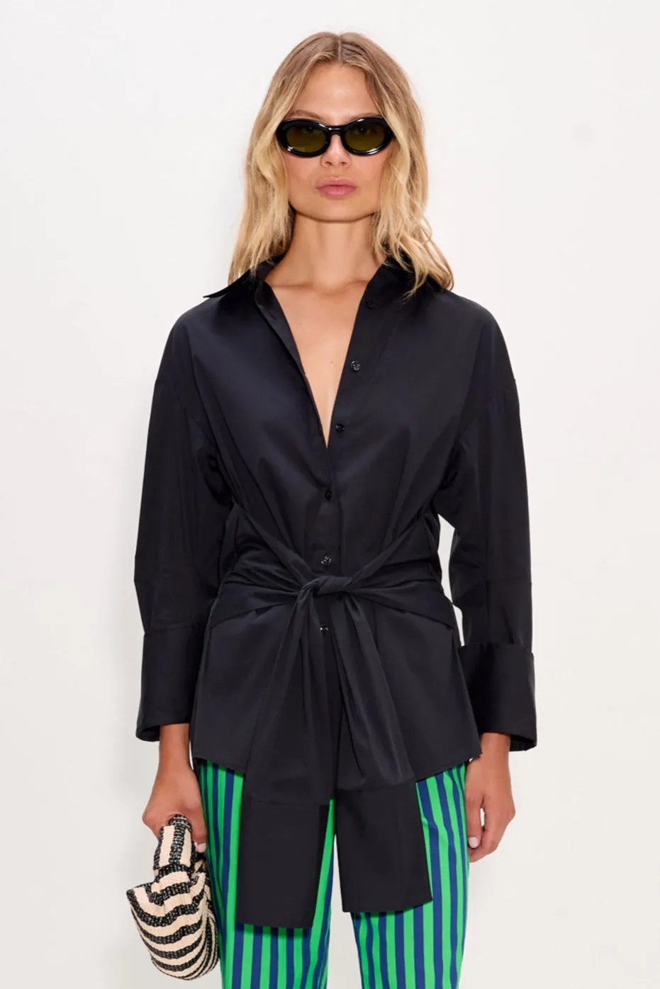 Inna Poplin Top in Black sold by Simon Miller