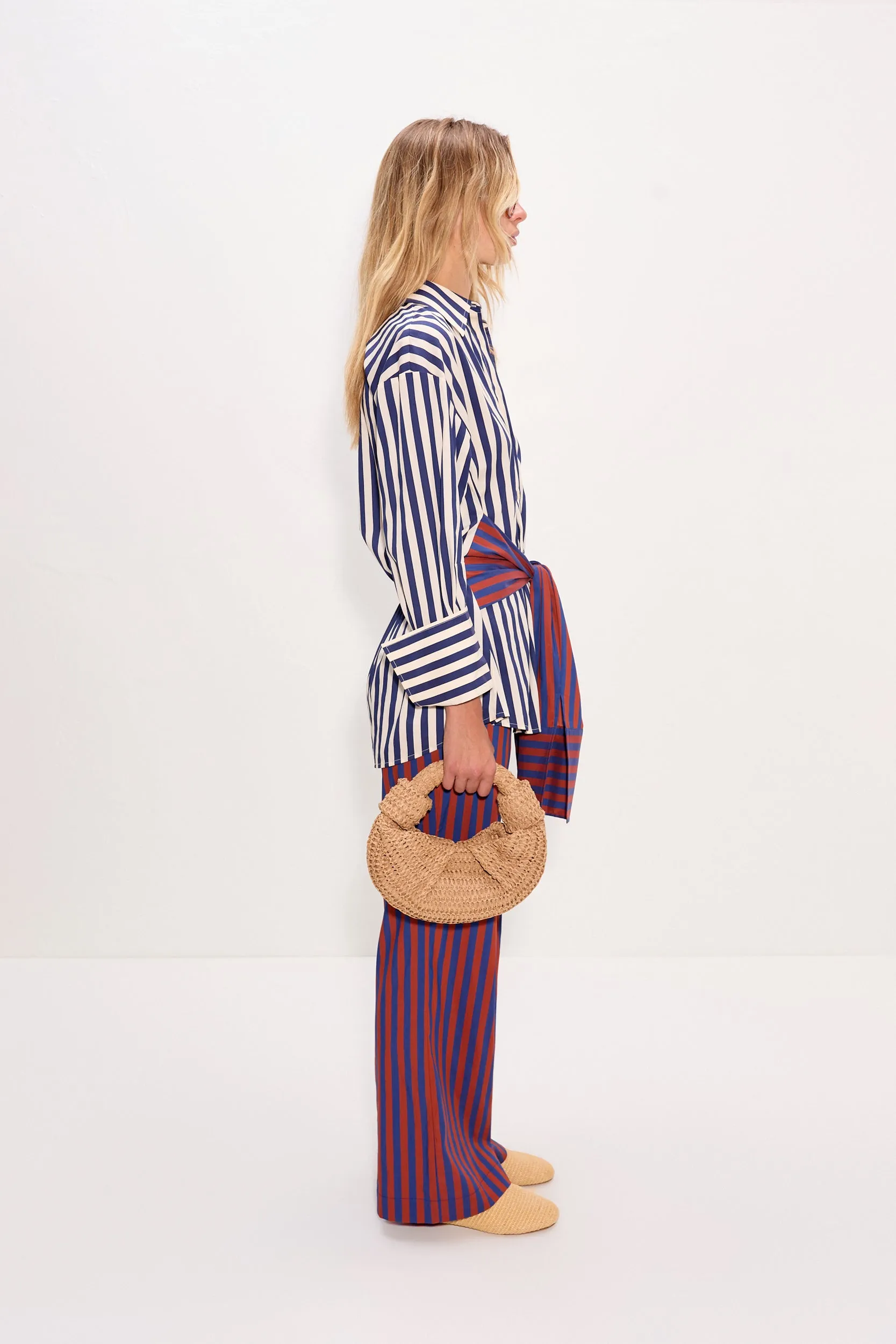 Inna Poplin Top In Navy Stripe Multi sold by Simon Miller product image thumbnail 5