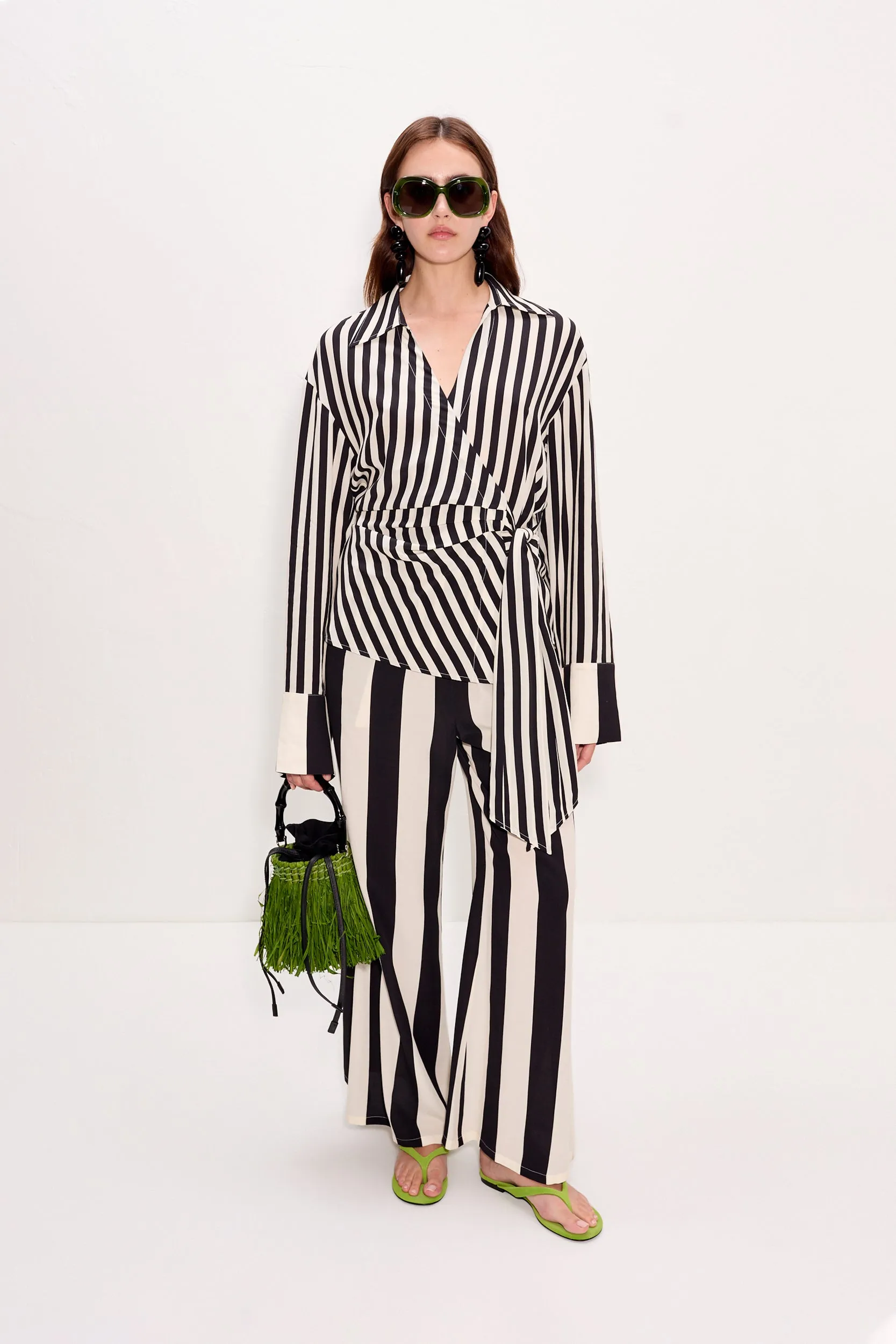 Nella Wide Leg Pant In Black/White Stripe sold by Simon Miller product image thumbnail 5