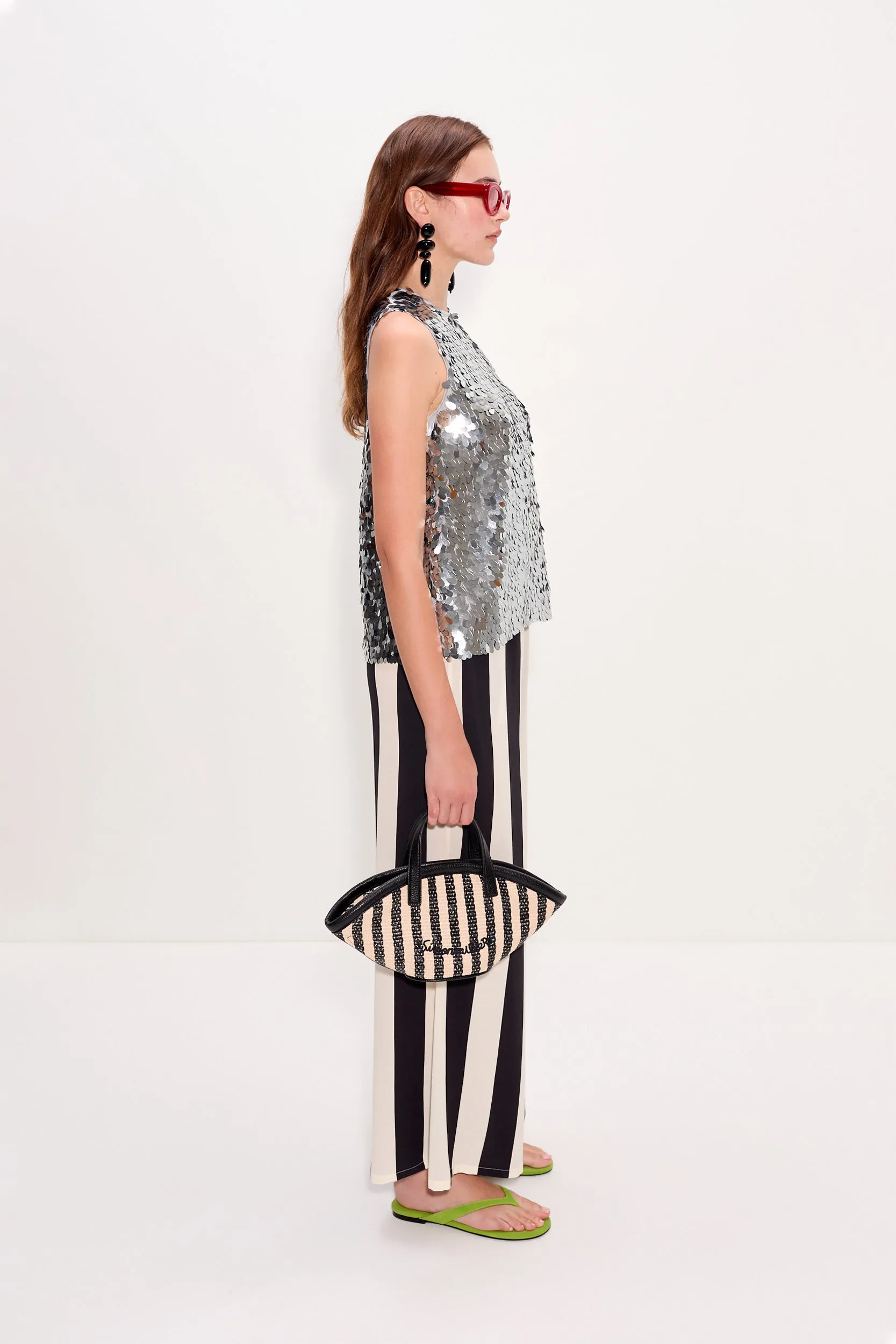 Nella Wide Leg Pant In Black/White Stripe sold by Simon Miller product image thumbnail 3