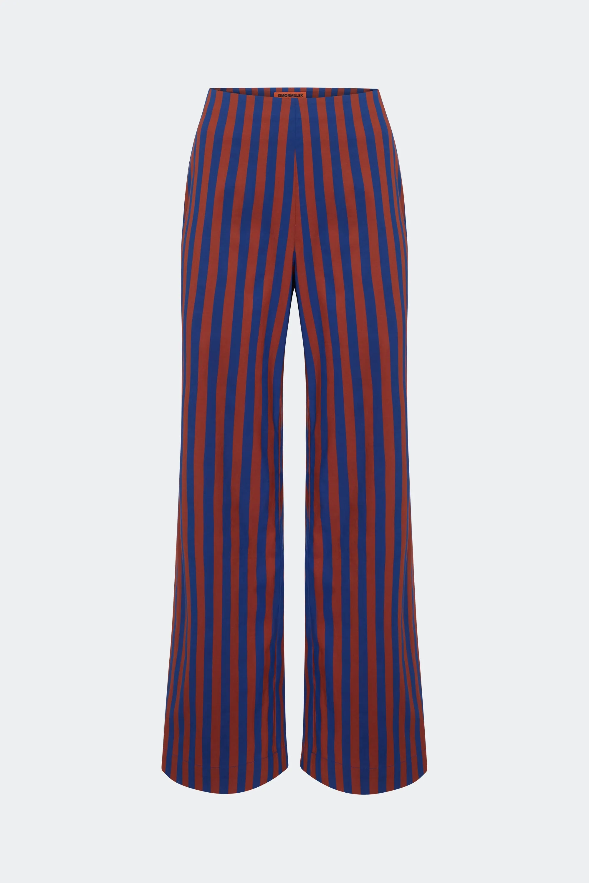 Pia Poplin Pant In Navy/Henna Stripe sold by Simon Miller