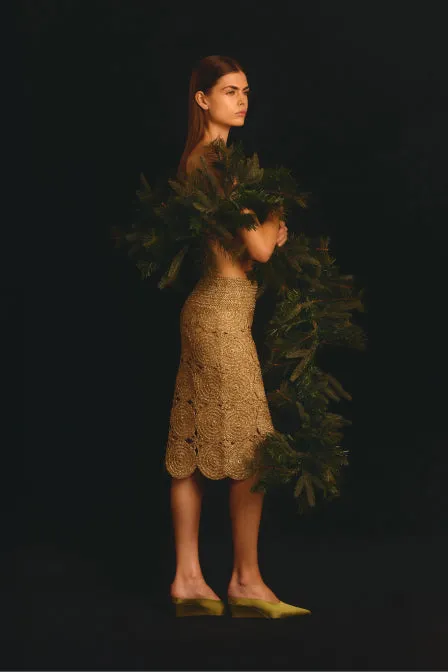 Beep Beep Midi Skirt In Star Gold sold by Simon Miller