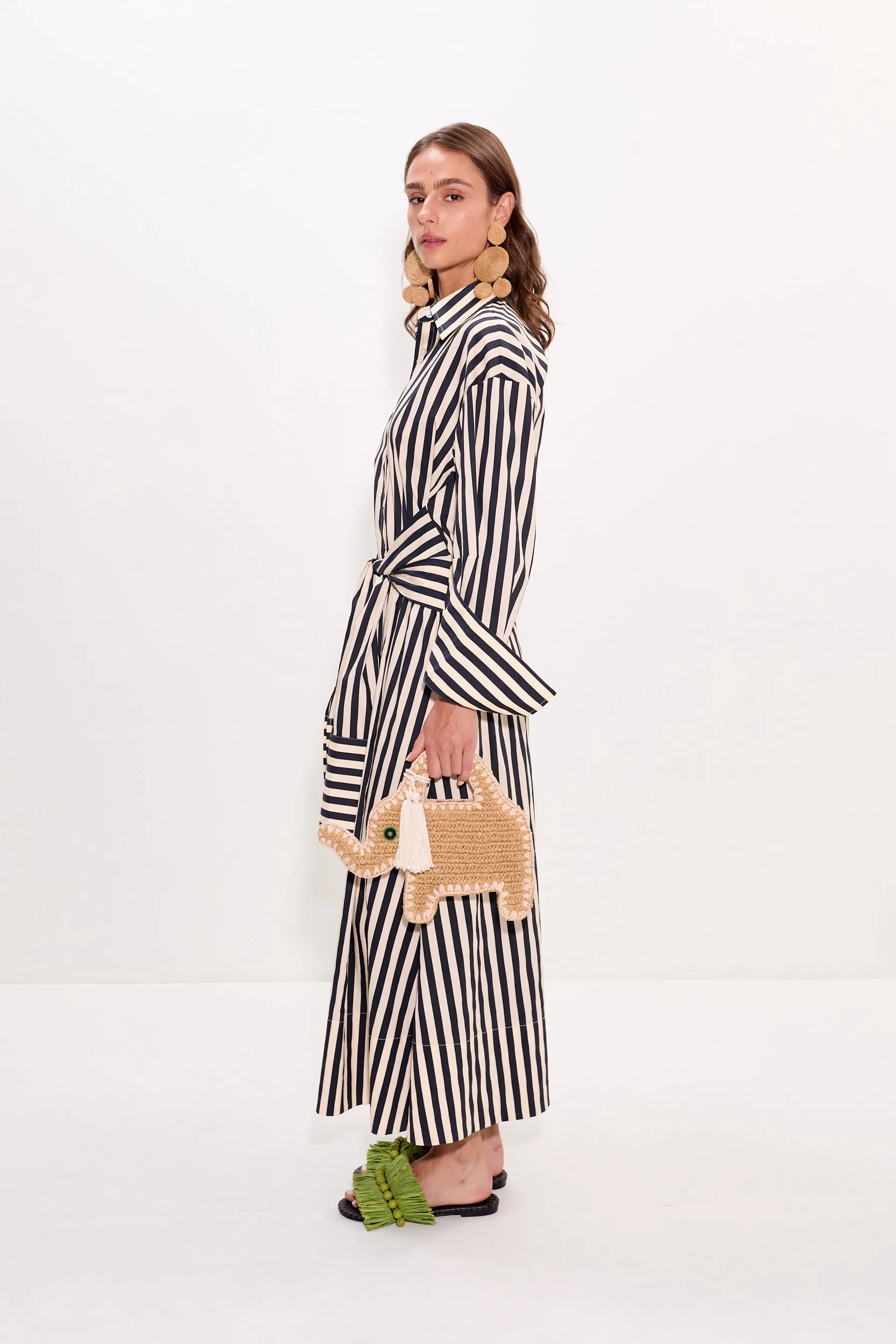 Inna Poplin Maxi Dress In Black/White Stripe sold by Simon Miller product image thumbnail 2