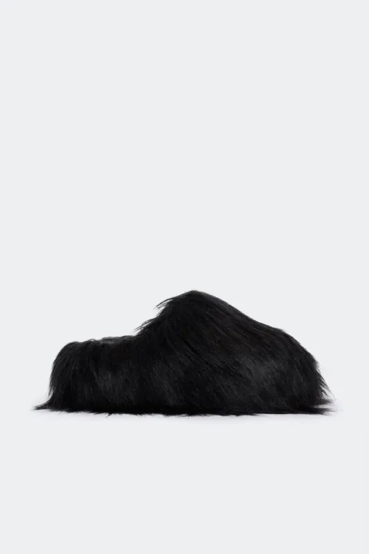 Bubble Clog in Black Faux Fur sold by Simon Miller
