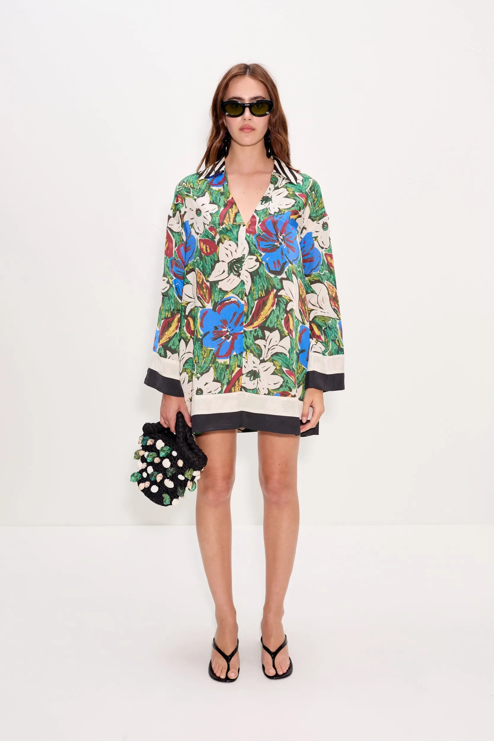 Diaz Mini Dress In Tropical Floral Print Combo sold by Simon Miller