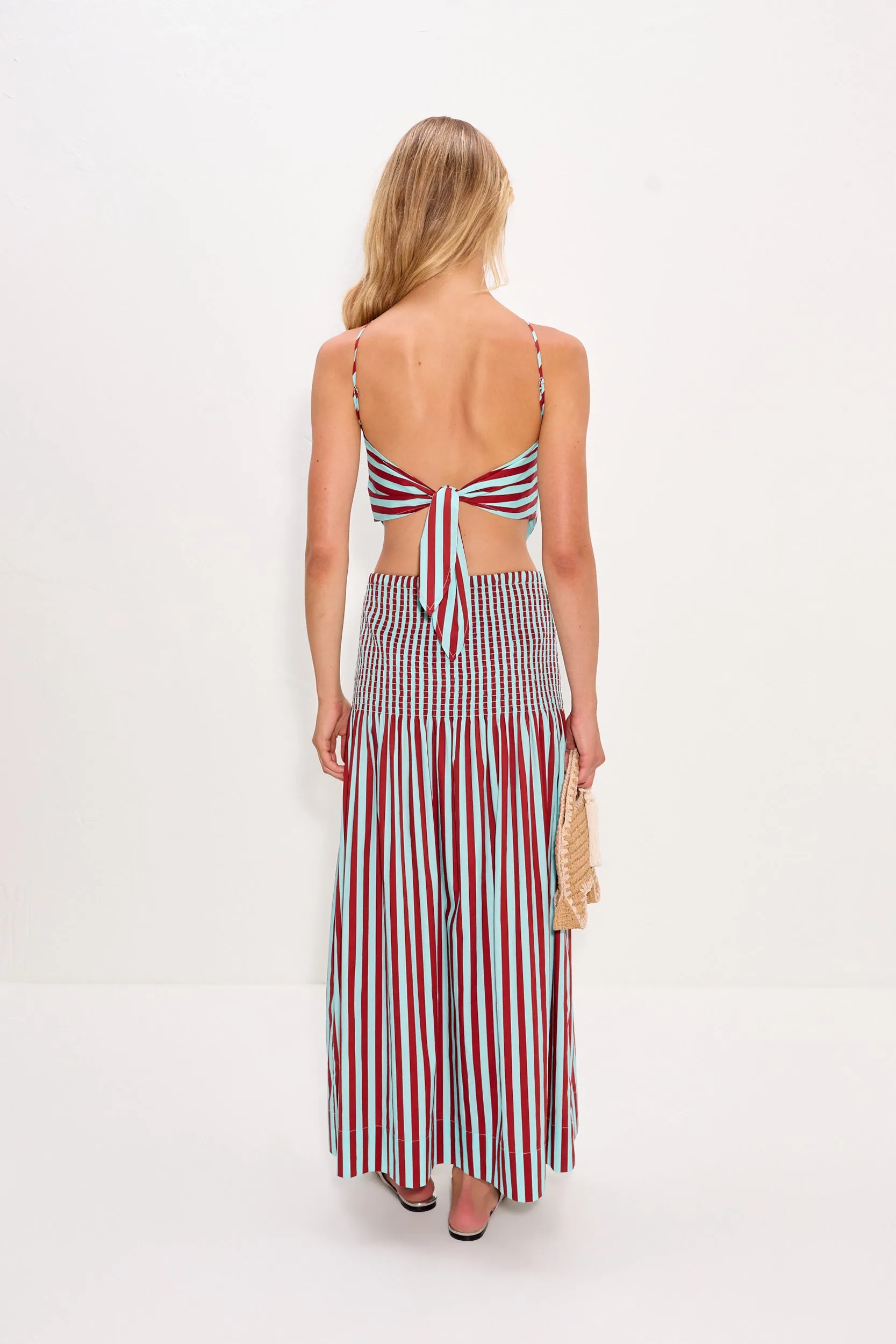 Kit Poplin Tie Top In Salted Blue/Crimson sold by Simon Miller product image thumbnail 4