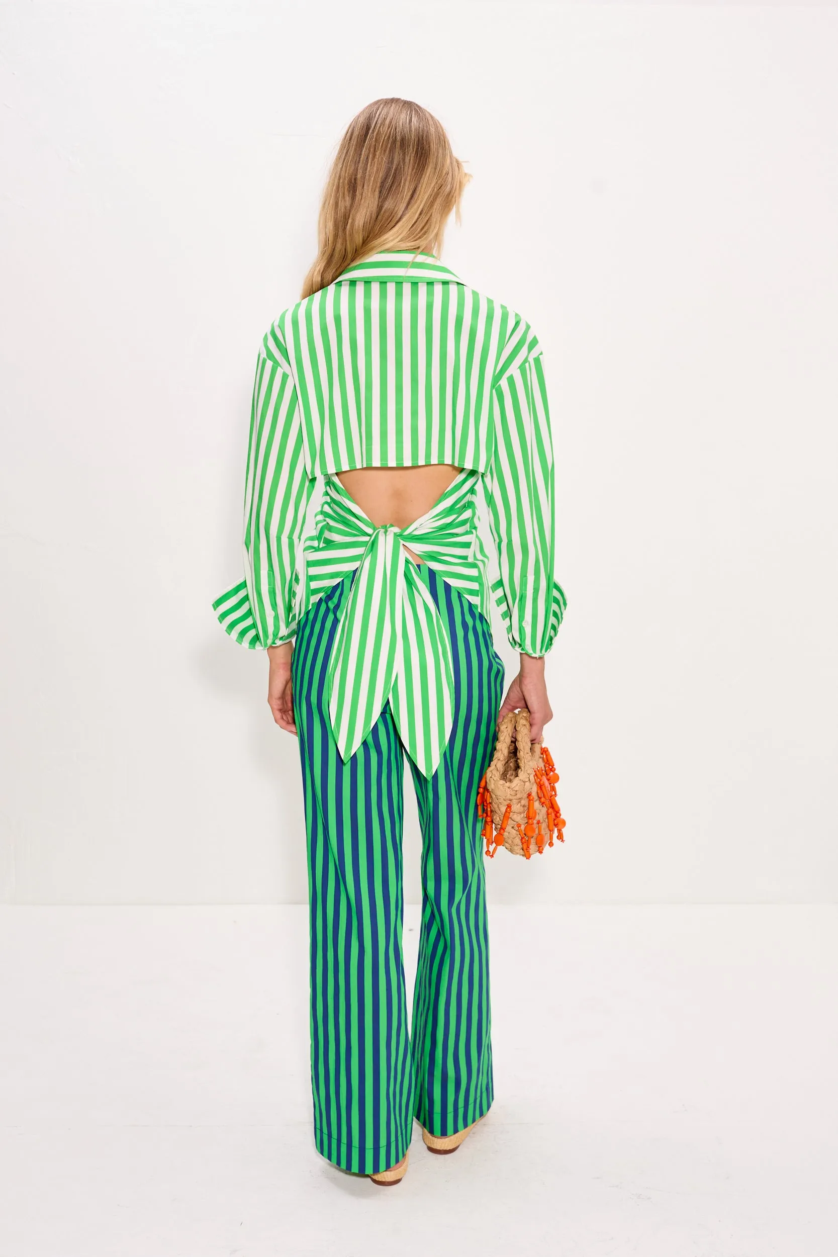 Loch Poplin Button Up In Grass Green/Macadamia sold by Simon Miller product image thumbnail 4