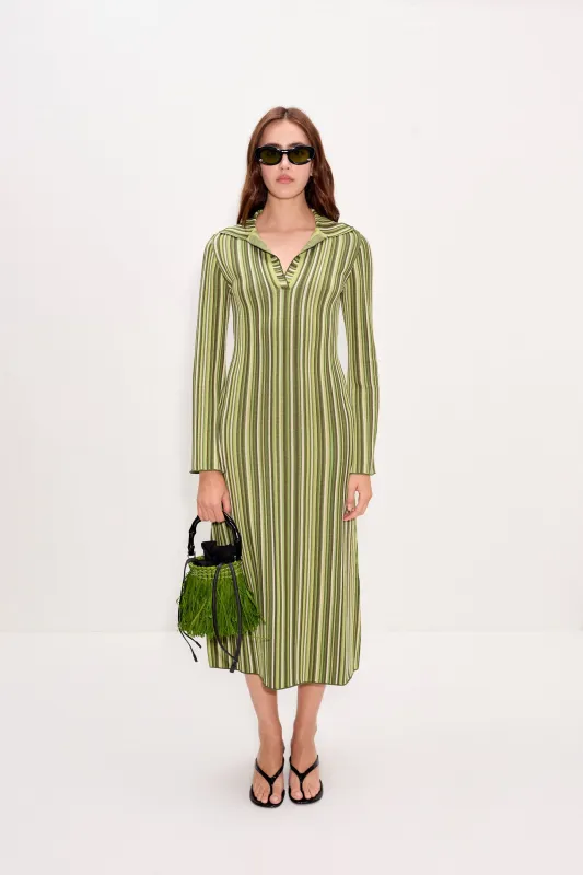 Reade Polo Dress In Landscape Multi Stripe sold by Simon Miller