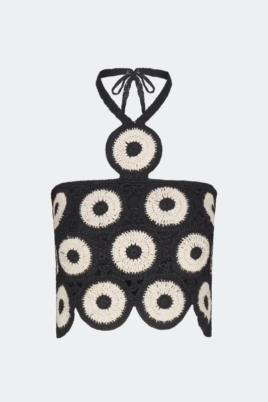 Atlas Crochet Top In Cream/Black sold by Simon Miller