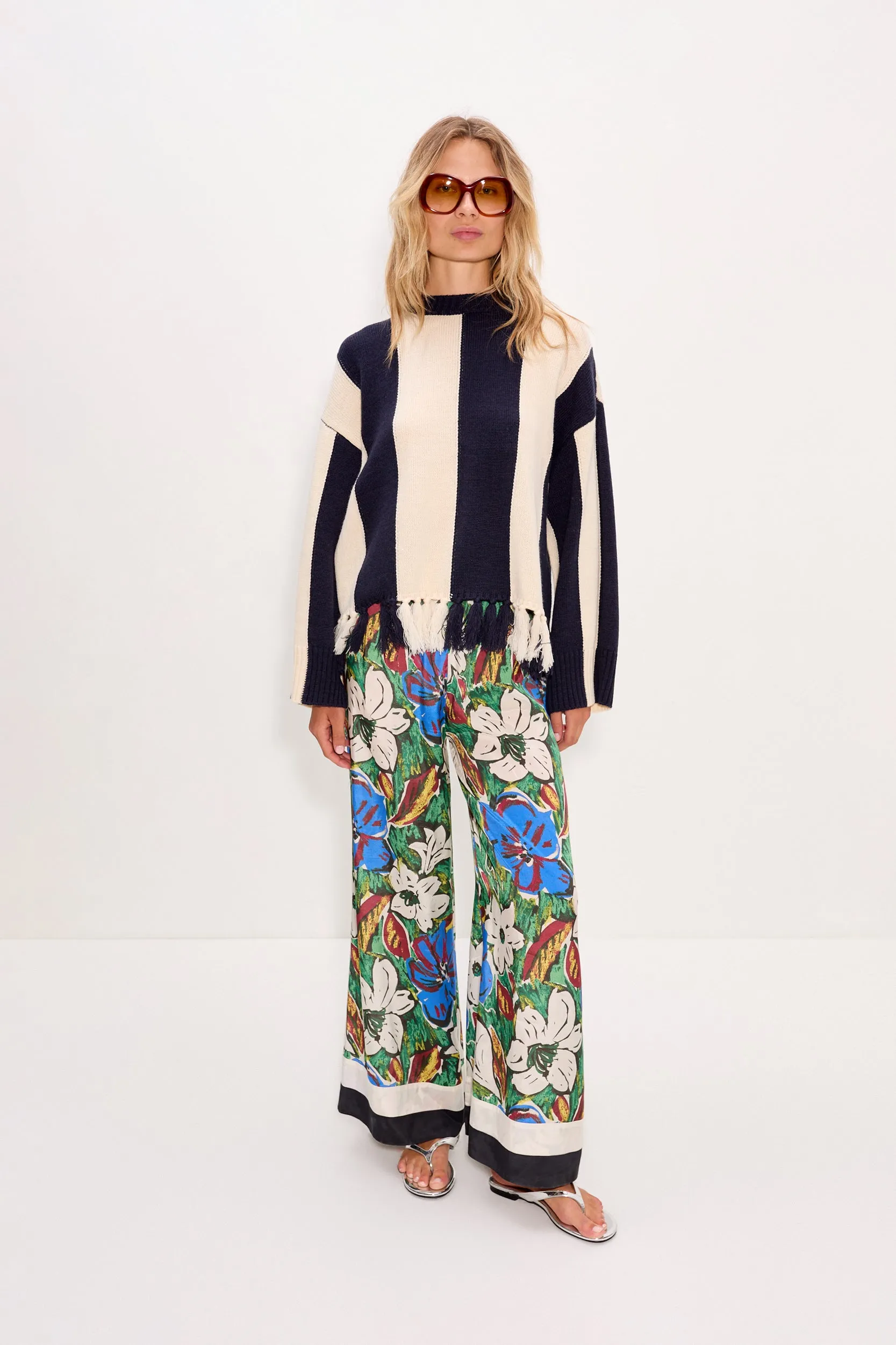 Faye Tassel Sweater In Navy/Cream sold by Simon Miller product image thumbnail 2