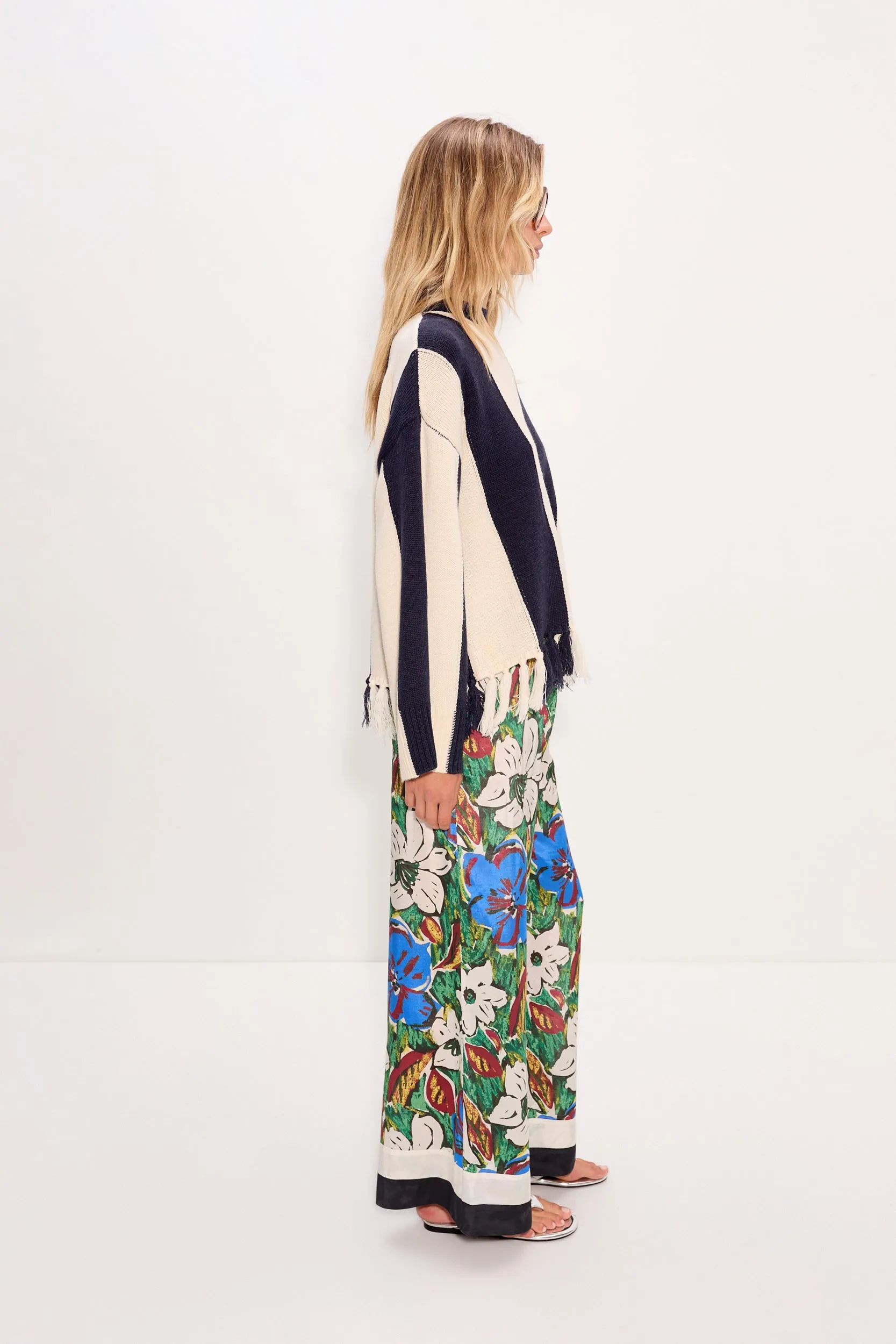 Faye Tassel Sweater In Navy/Cream sold by Simon Miller product image thumbnail 3