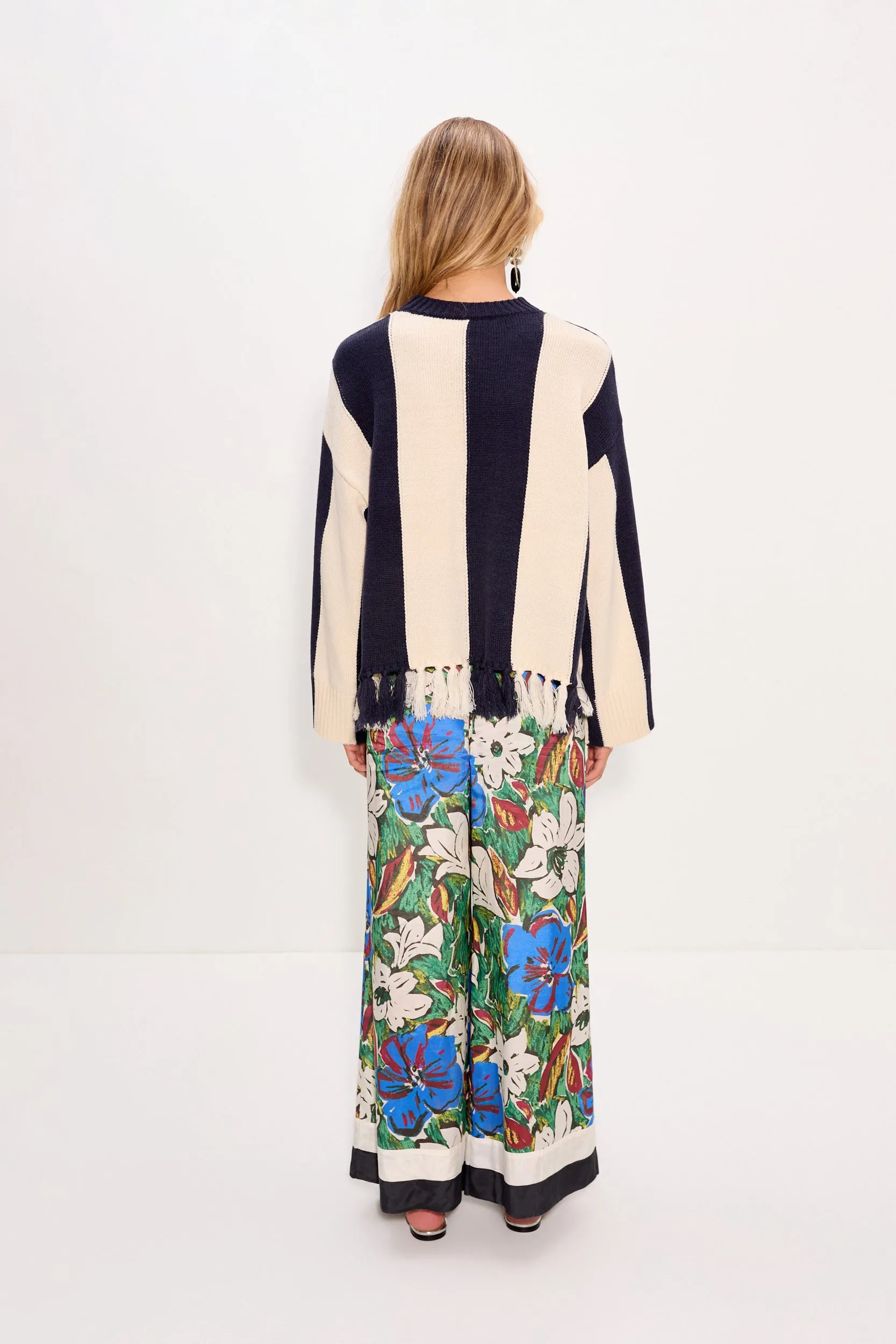 Faye Tassel Sweater In Navy/Cream sold by Simon Miller product image thumbnail 4