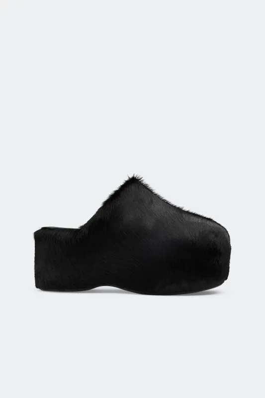 Platform Bubble Clog In Black Pony Hair made by Simon Miller