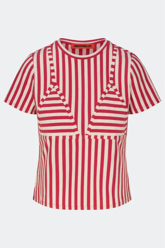 Kini Striped Tee In Venetian Red Stripe sold by Simon Miller