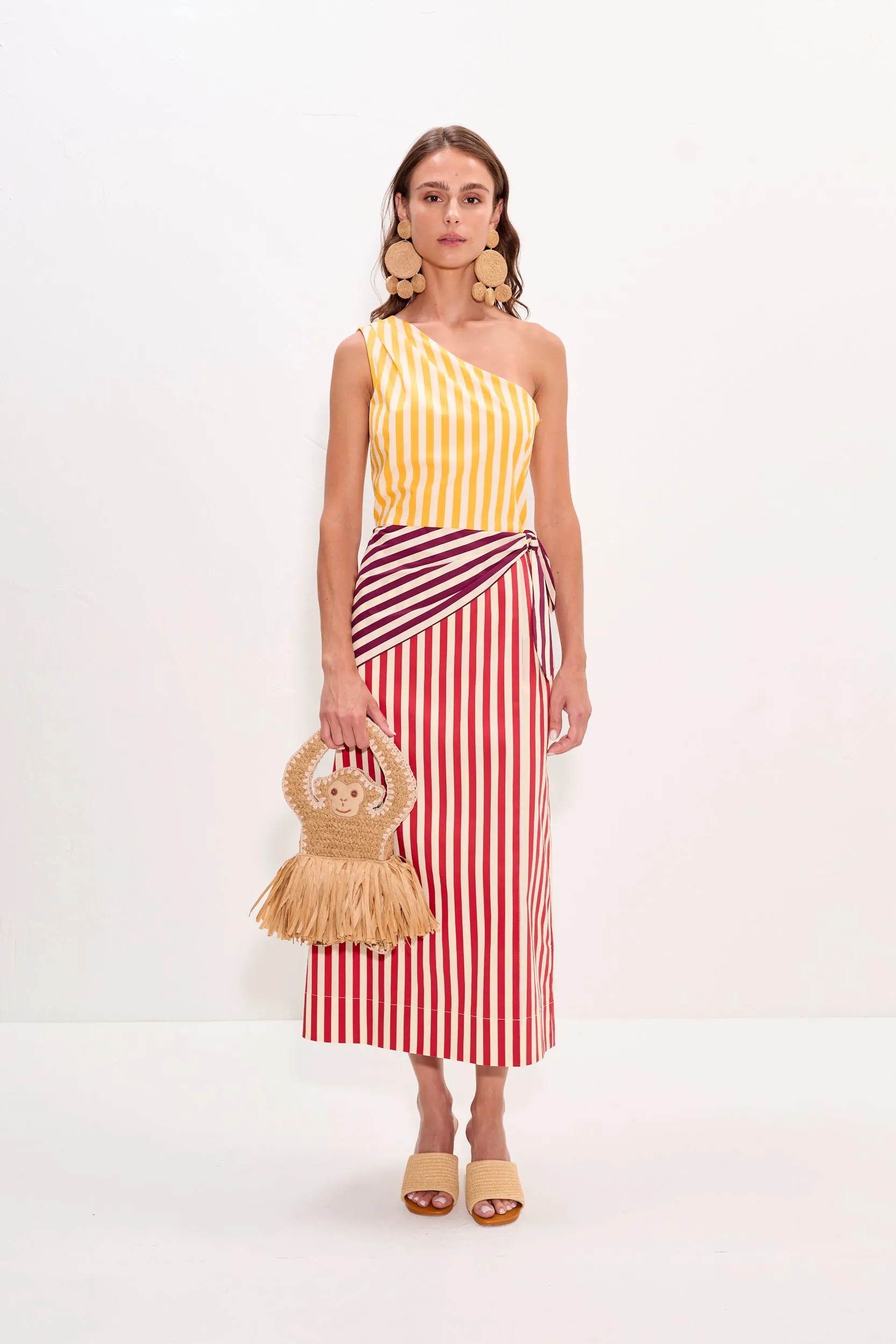 Belem Poplin Midi Dress in Red Stripe Combo sold by Simon Miller product image thumbnail 3