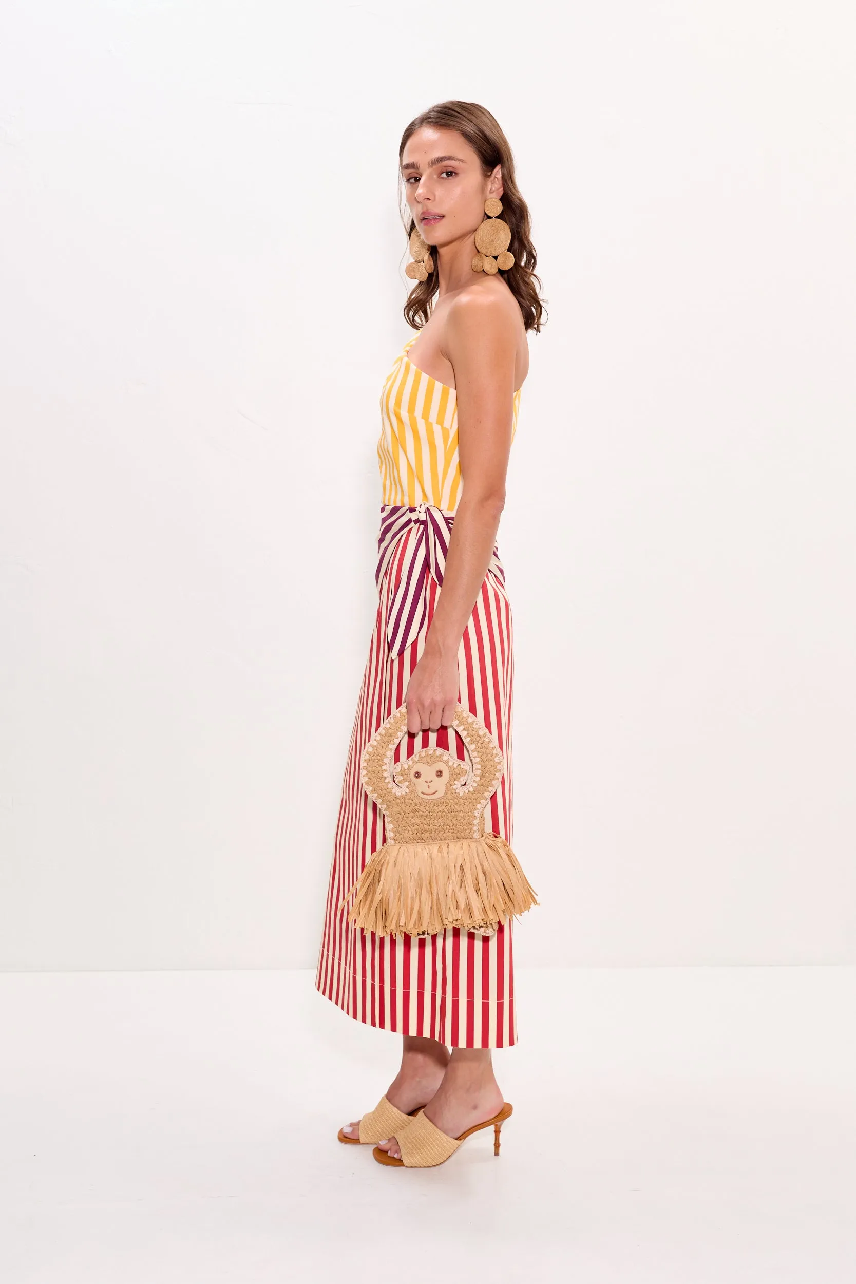 Belem Poplin Midi Dress in Red Stripe Combo sold by Simon Miller product image thumbnail 4