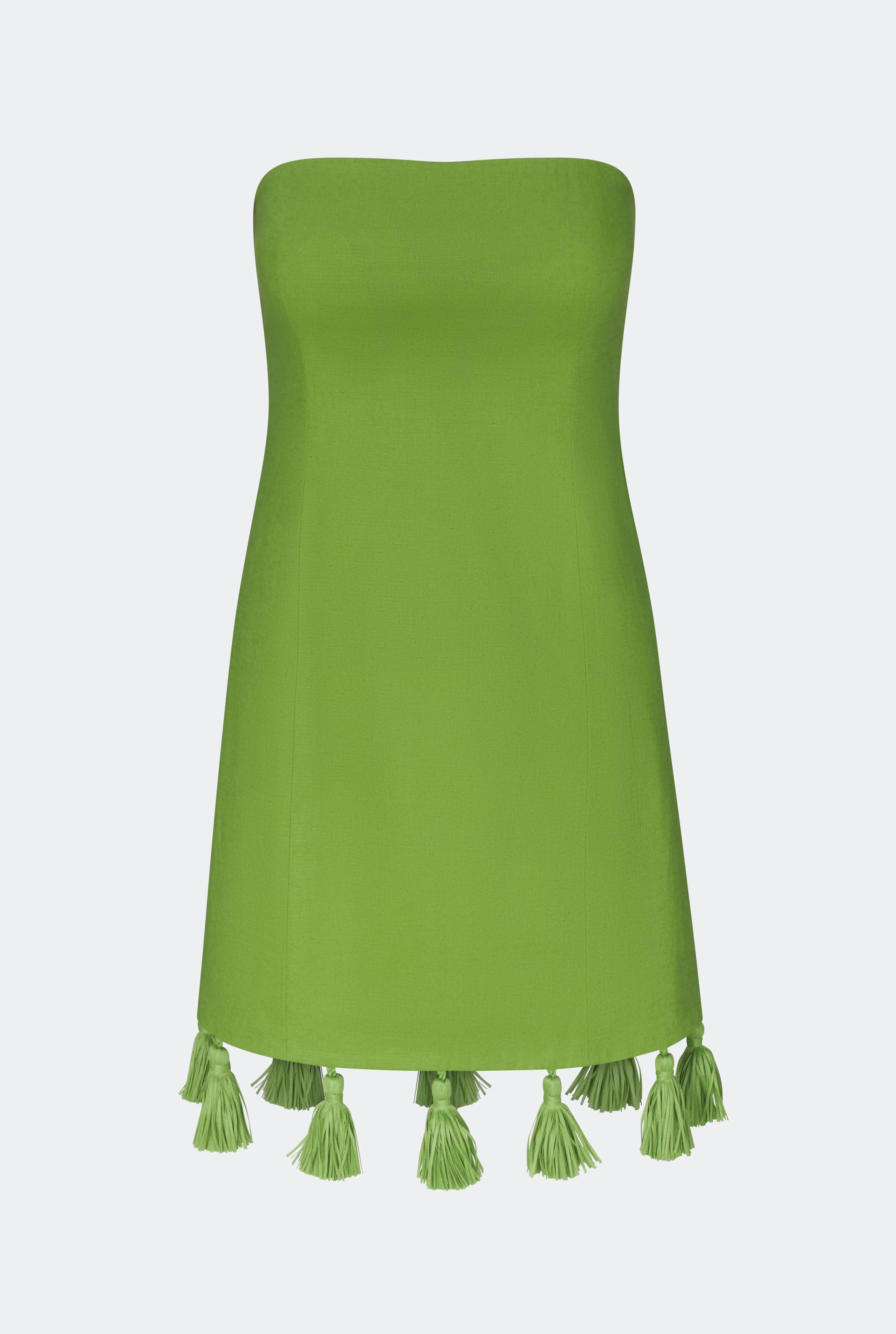 Freya Linen Tassel Mini Dress in Matcha sold by Simon Miller product image thumbnail 4