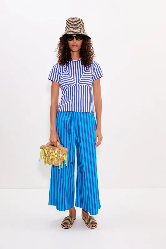 Lima Poplin Pant in Tonal Blue Stripe made by Simon Miller